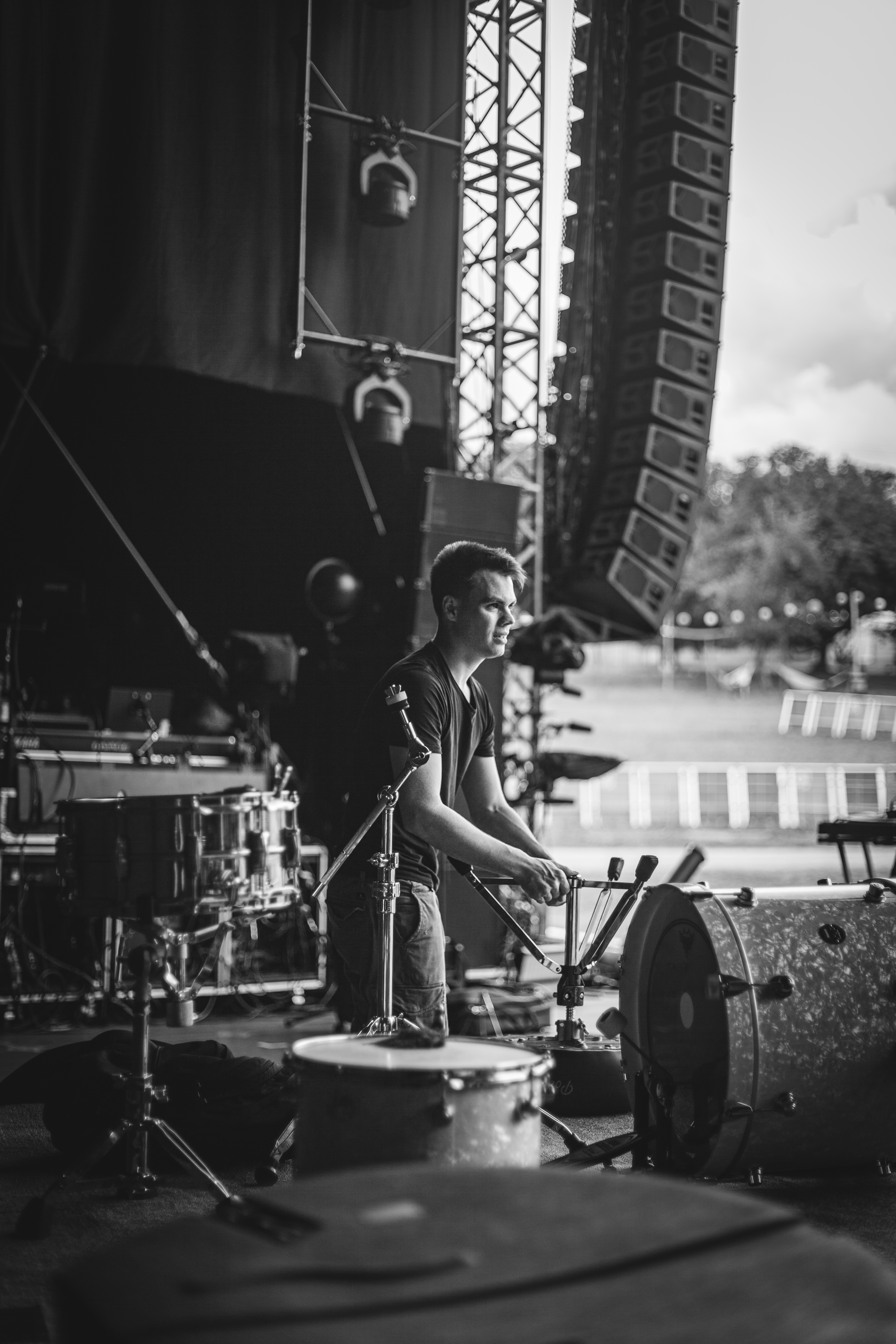Dennis Aubele beim Soundcheck
